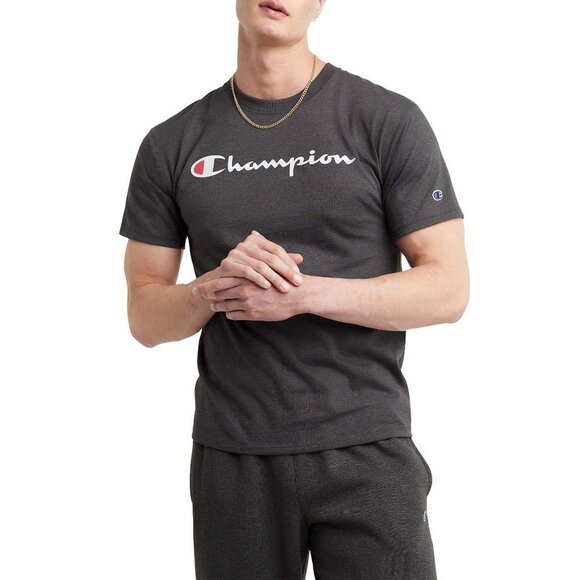 Champion Mens Gray Graphic Tee Logo Short Sleeve T Shirt Sz L NWT - Picture 1 of 8